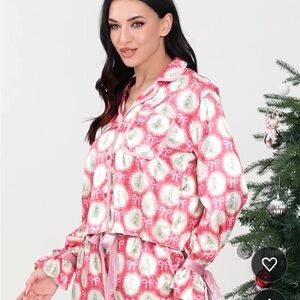 Holiday Tree Print Women's Satin Pajama Set